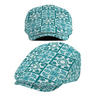 Cyan Palaka Quilt Hawaii Jeff Hat Hawaiian Tropical Monstera Sea Turtle