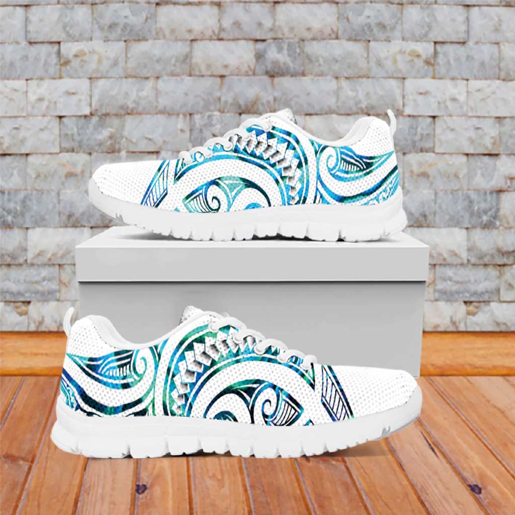 Cyan White New Zealand Puhoro Ta Moko Sneakers LT14 White - Polynesian Pride