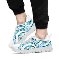 Cyan White New Zealand Puhoro Ta Moko Sneakers LT14 - Polynesian Pride