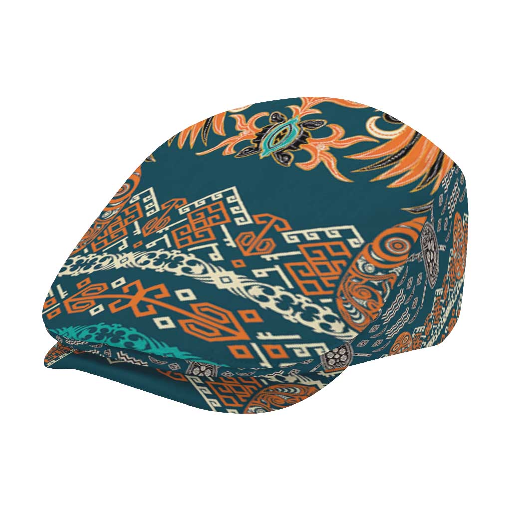 Dark Cyan Blue Batik Papua-inspired Pattern Jeff Hat - Polynesian Pride