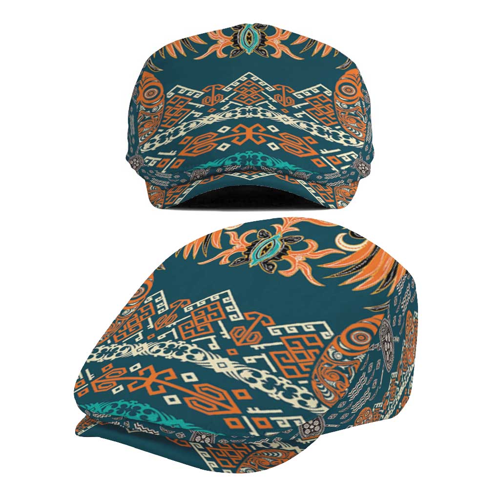 Dark Cyan Blue Batik Papua-inspired Pattern Jeff Hat - Polynesian Pride