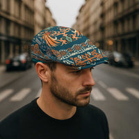 Dark Cyan Blue Batik Papua-inspired Pattern Jeff Hat - Polynesian Pride