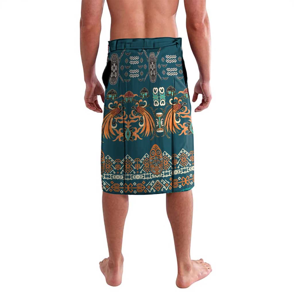 Dark Cyan Blue Batik Papua-inspired Pattern Lavalava - Polynesian Pride