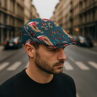 Dark Cyan Blue Bird of Batik Papua Jeff Hat Exotic Natural Wealth of Papua - Polynesian Pride