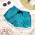 Dark Cyan Gradient Polynesia Shorts for Women Hawaiian Tribal Hammerhead Shark Tattoo - Polynesian Pride