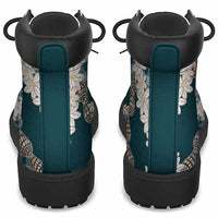 Dark Cyan Hawaii Tiare and Shell Lei All Season Boots Hawaiian Palaka Luxury Vibes - Polynesian Pride