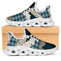 Dark Cyan Hawaii Tiare and Shell Lei Clunky Sneakers Hawaiian Palaka Luxury Vibes - Polynesian Pride