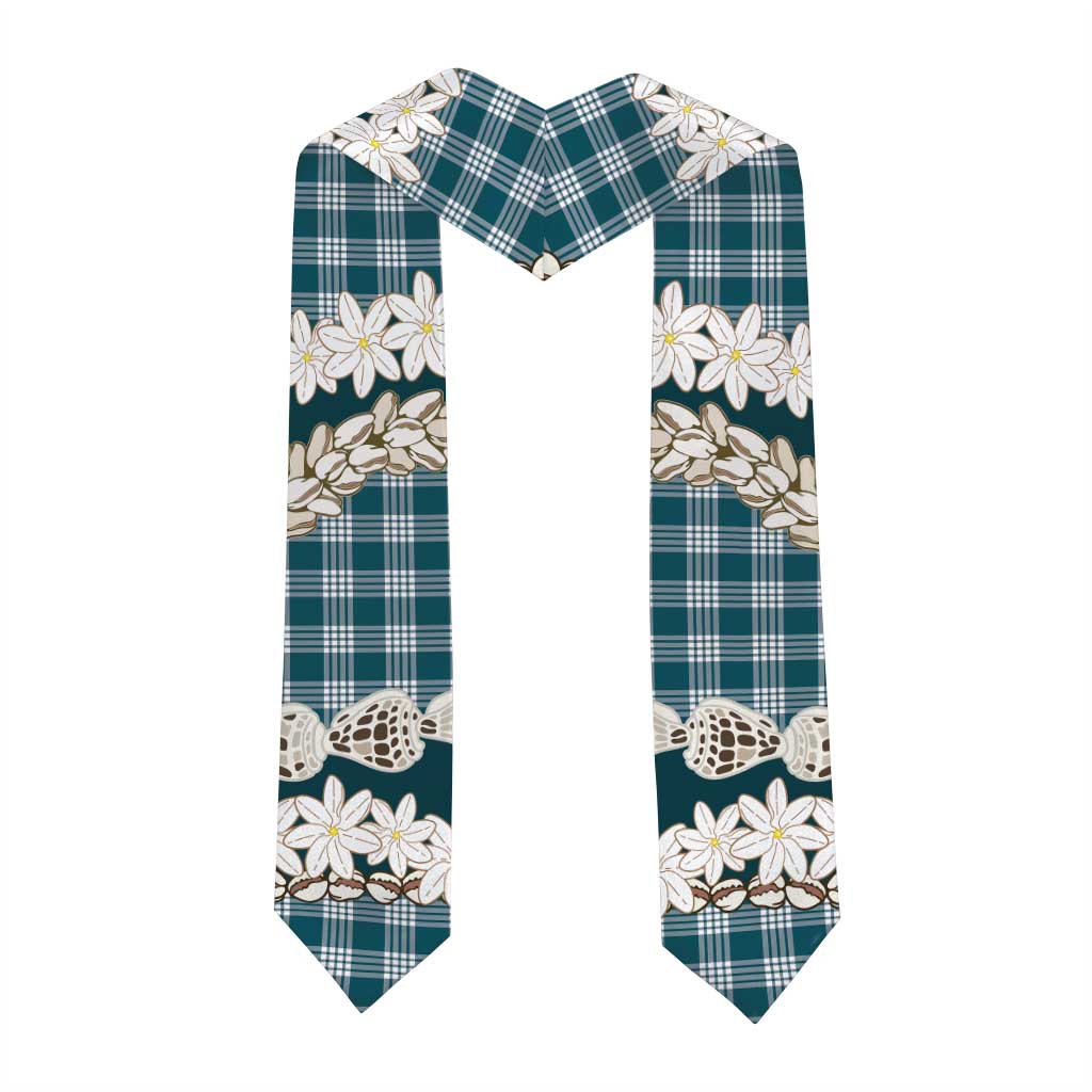 Dark Cyan Hawaii Tiare and Shell Lei Graduation Stole Hawaiian Palaka Luxury Vibes - Polynesian Pride