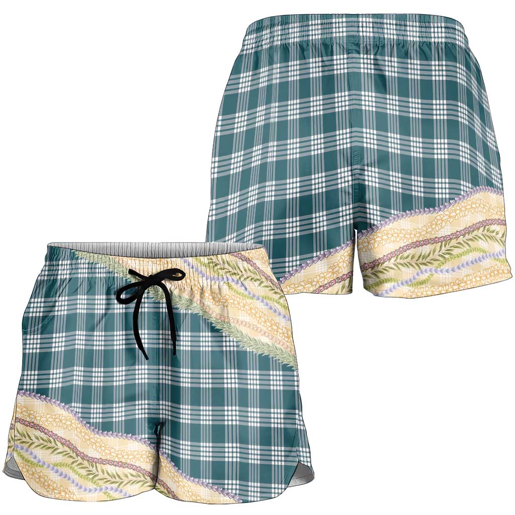 Dark Cyan Palaka Hawaii Leis Elegant Vibes Shorts for Women