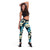 Dark Cyan Tropical Hawaii Leggings Seamless Monstera Plumeria Hawaiian Pattern - Polynesian Pride