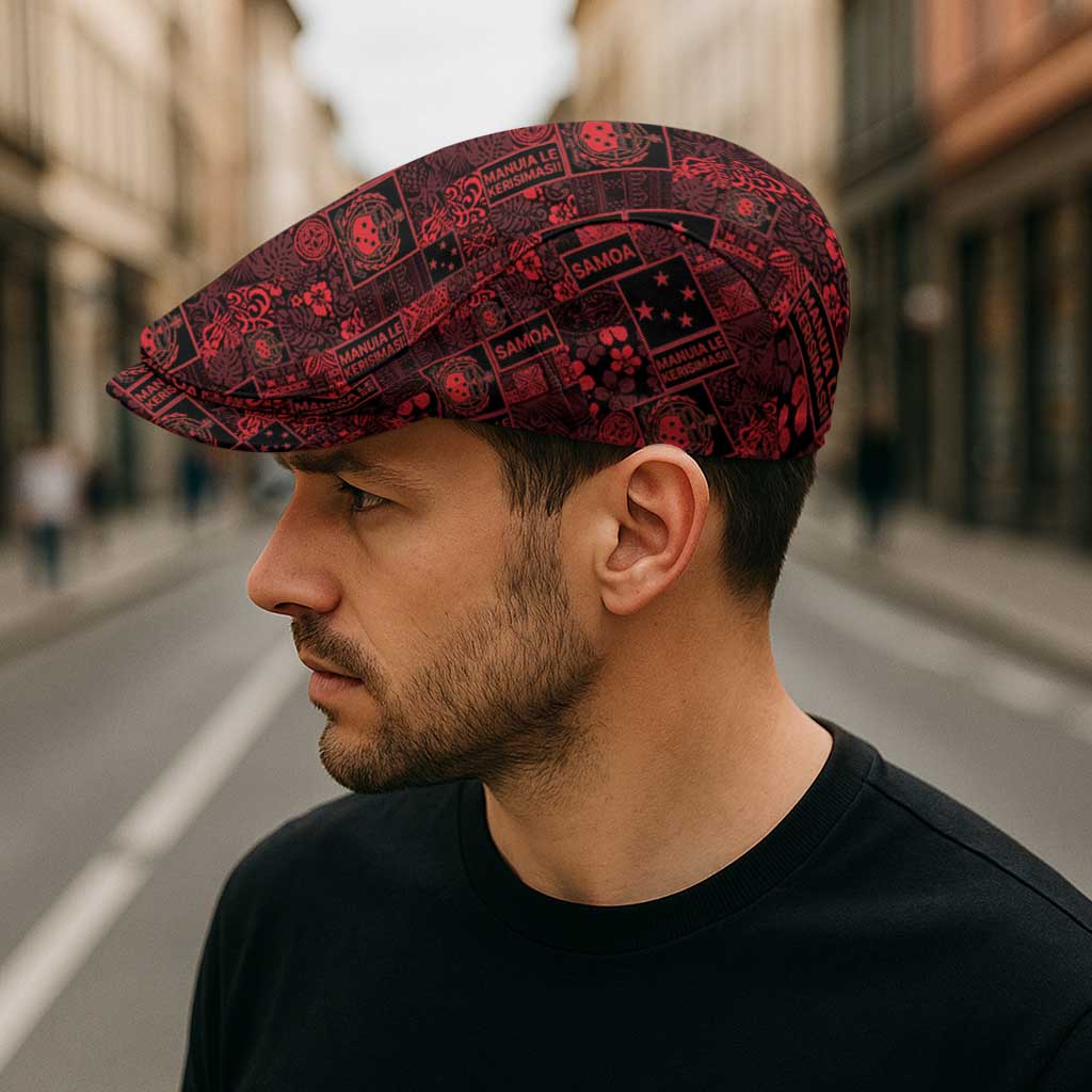 Dark Samoa Manuia Le Kerisimasi Jeff Hat Pacific Patchwork Xmas Vibes - Polynesian Pride