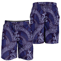 Deep Blue Monstera Shorts for Men Polynesian Tribal Pattern - Polynesian Pride