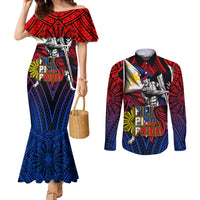 Filipinos Lapu-lapu Hero Couples Matching Mermaid Dress and Long Sleeve Button Shirt Philippines Flag and Sun DT02 Art - Polynesian Pride