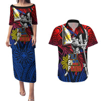 Filipinos Lapu-lapu Hero Couples Matching Puletasi Dress and Hawaiian Shirt Philippines Flag and Sun DT02 Art - Polynesian Pride