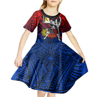 Filipinos Lapu-lapu Hero Kid Short Sleeve Dress Philippines Flag and Sun DT02 - Polynesian Pride