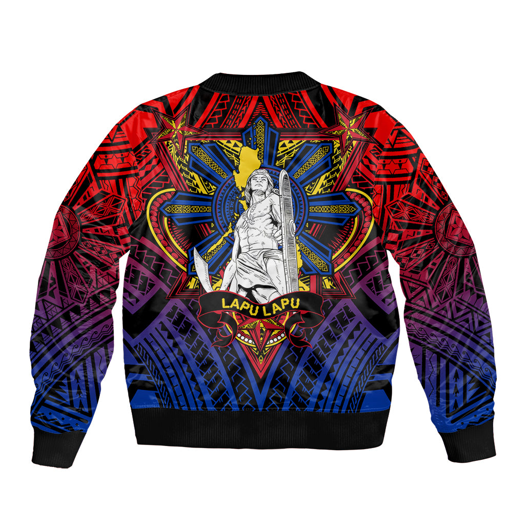Filipinos Lapu-lapu Hero Sleeve Zip Bomber Jacket Philippines Flag and Sun DT02 - Polynesian Pride