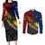 Philippines Half Sleeve Tattoo Couples Matching Long Sleeve Bodycon Dress and Long Sleeve Button Shirt Pinoy Filipinos Sun DT02 Art - Polynesian Pride