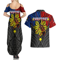 Philippines Half Sleeve Tattoo Couples Matching Summer Maxi Dress and Hawaiian Shirt Pinoy Filipinos Sun DT02 - Polynesian Pride