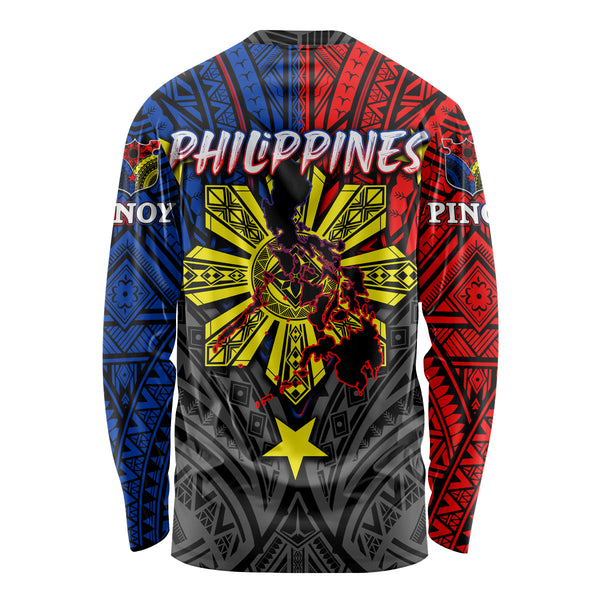 Personalised Philippines Independence Day Long Sleeve Button Shirt Tribal Sun and Stars Ver 02 LT7 main image 1