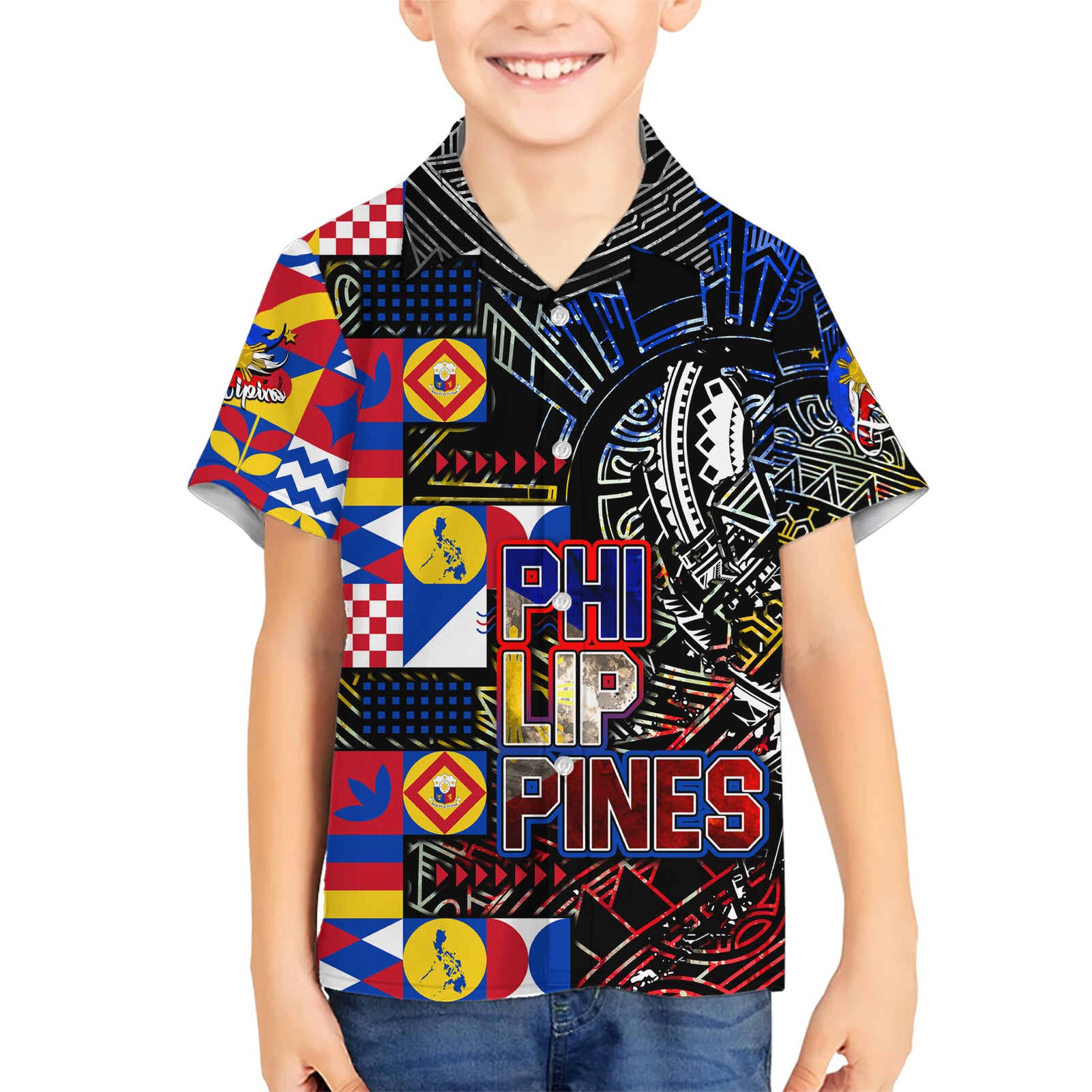 Pinoy Philippines Kid Hawaiian Shirt Filipino Tattoo Art Style DT02 Kid Art - Polynesian Pride