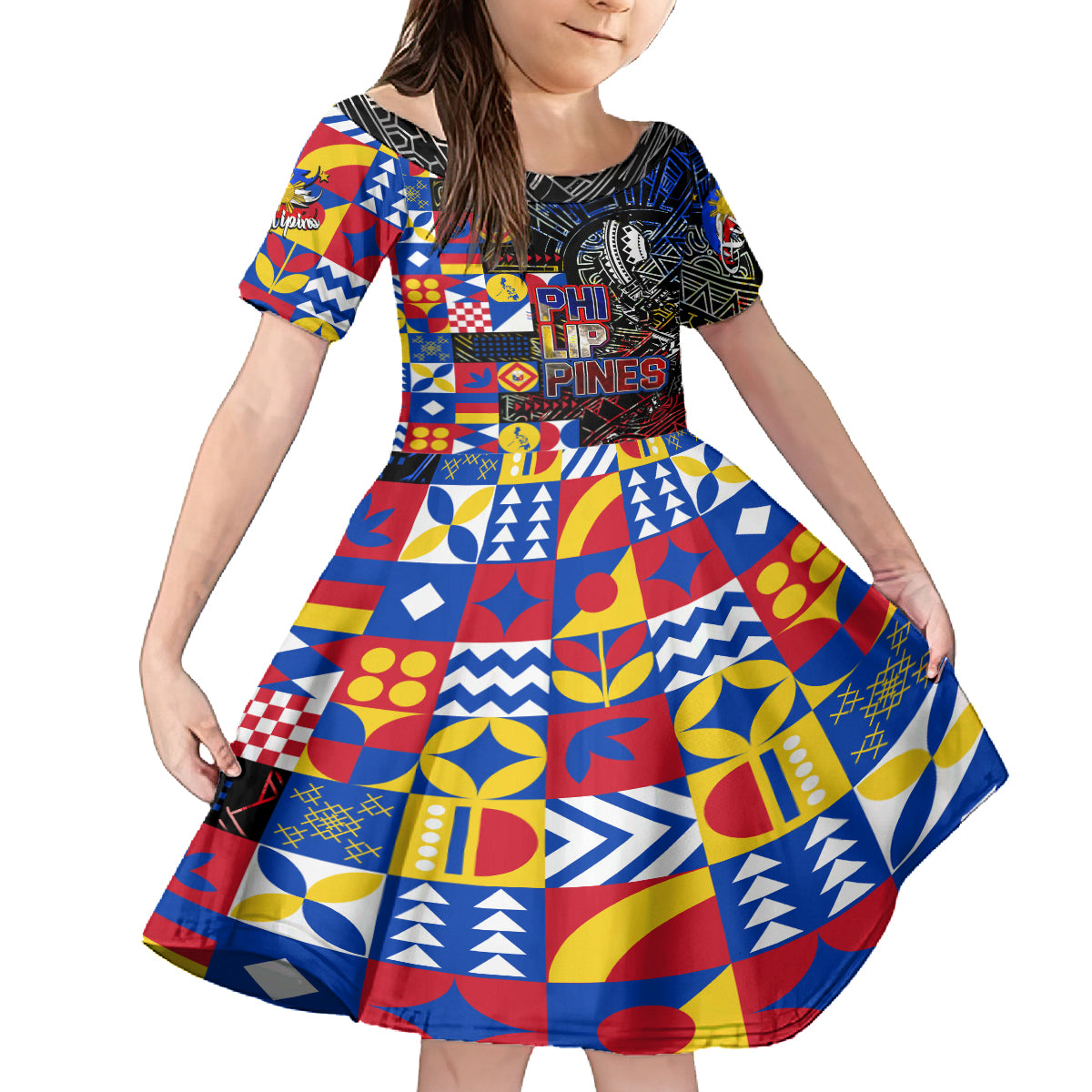 Pinoy Philippines Kid Short Sleeve Dress Filipino Tattoo Art Style DT02 KID Art - Polynesian Pride