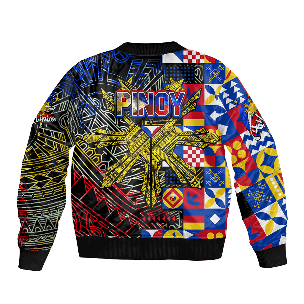 Pinoy Philippines Sleeve Zip Bomber Jacket Filipino Tattoo Art Style DT02 - Polynesian Pride
