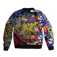 Pinoy Philippines Sleeve Zip Bomber Jacket Filipino Tattoo Art Style DT02 - Polynesian Pride