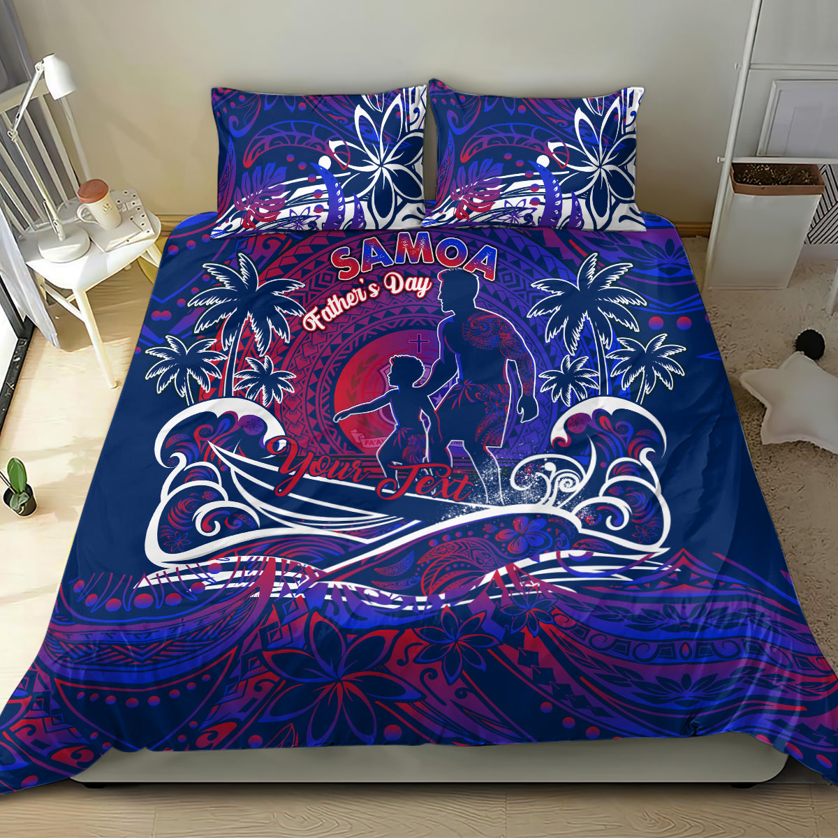 Father's Day Samoa Bedding Set Special Dad Polynesia Paradise