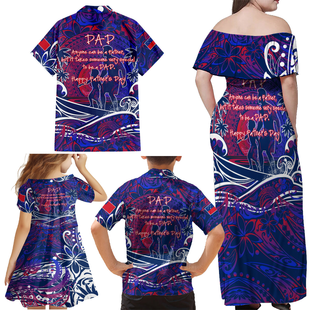 Father's Day Samoa Family Matching Off Shoulder Maxi Dress and Hawaiian Shirt Special Dad Polynesia Paradise