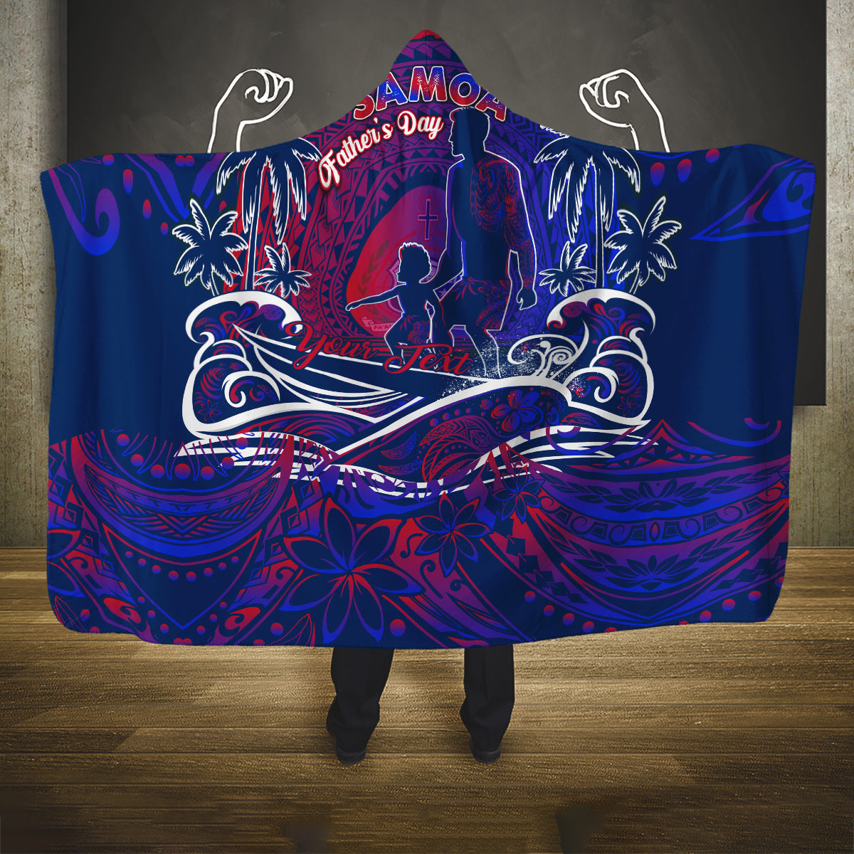 Father's Day Samoa Hooded Blanket Special Dad Polynesia Paradise DT02 One Size Green - Polynesian Pride