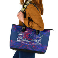 Father's Day Samoa Leather Tote Bag Special Dad Polynesia Paradise DT02 Green - Polynesian Pride