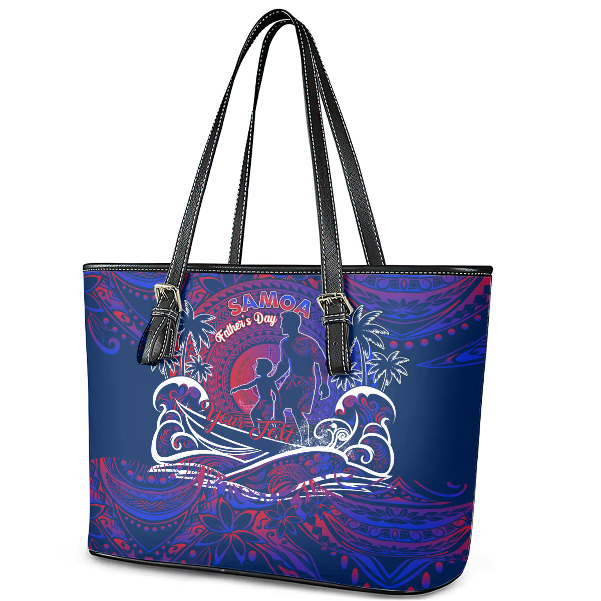 Father's Day Samoa Leather Tote Bag Special Dad Polynesia Paradise DT02 - Polynesian Pride