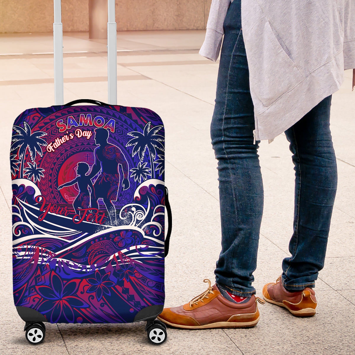 Father's Day Samoa Luggage Cover Special Dad Polynesia Paradise DT02 Green - Polynesian Pride