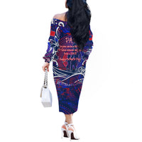 Father's Day Samoa Off The Shoulder Long Sleeve Dress Special Dad Polynesia Paradise DT02 - Polynesian Pride
