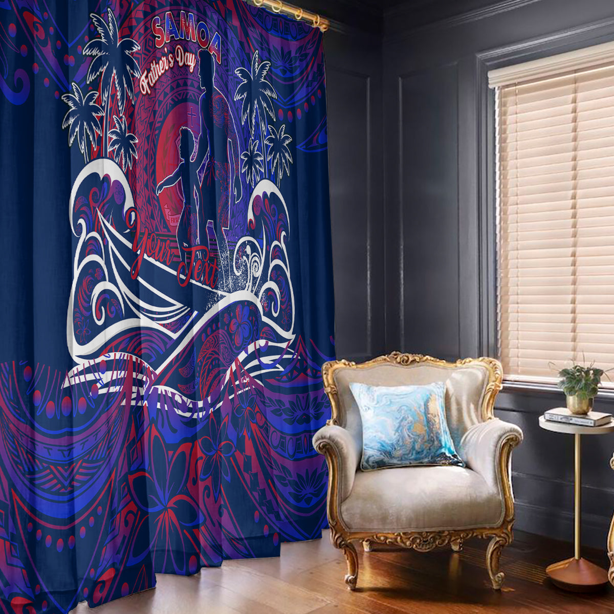 Father's Day Samoa Window Curtain Special Dad Polynesia Paradise DT02 - Polynesian Pride