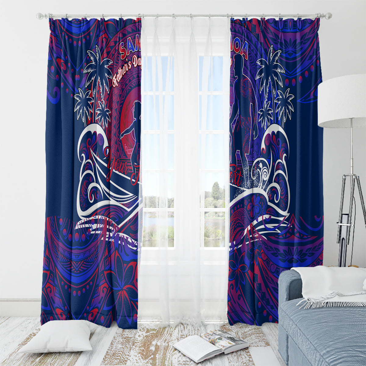 Father's Day Samoa Window Curtain Special Dad Polynesia Paradise DT02 - Polynesian Pride