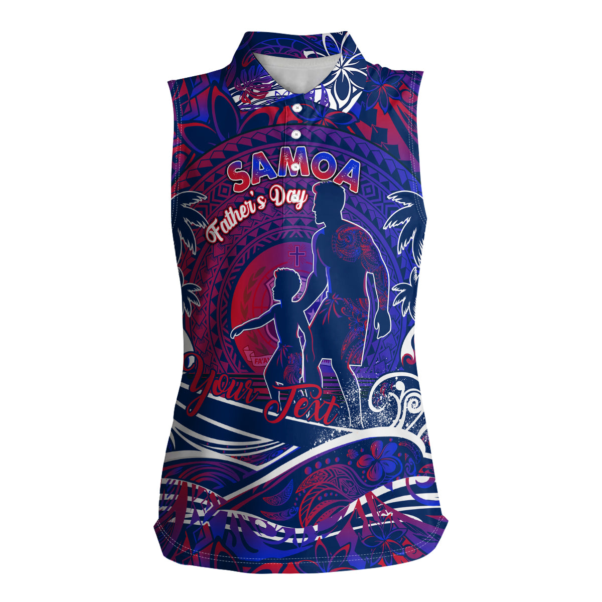 Father's Day Samoa Women Sleeveless Polo Shirt Special Dad Polynesia Paradise DT02 Female Green - Polynesian Pride