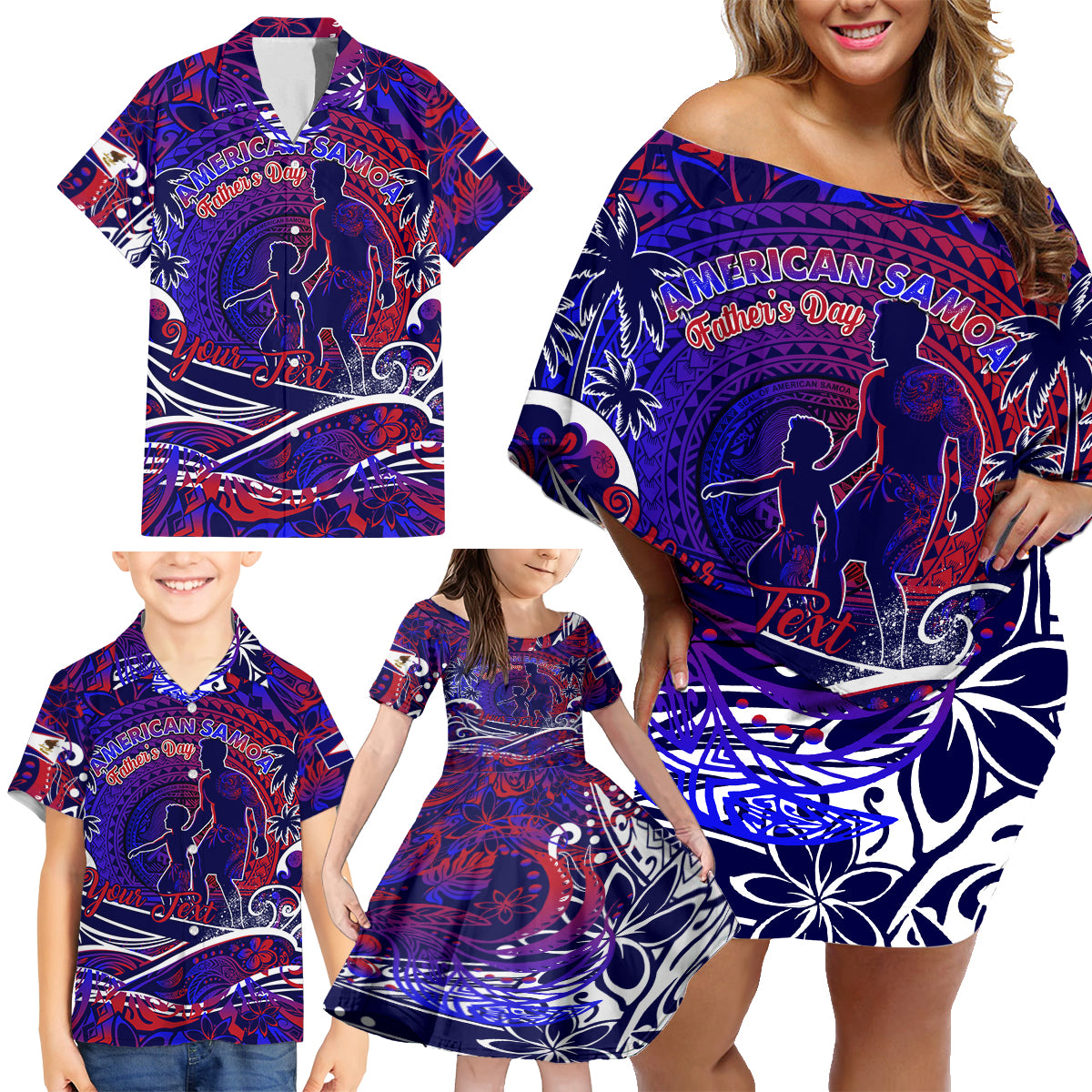 Father's Day American Samoa Family Matching Off Shoulder Short Dress and Hawaiian Shirt Special Dad Polynesia Paradise DT02 - Polynesian Pride