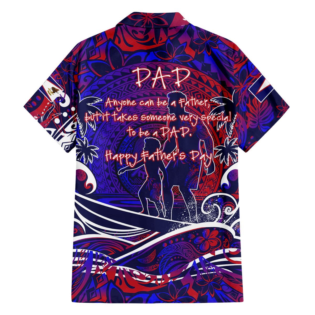 Father's Day American Samoa Family Matching Off Shoulder Short Dress and Hawaiian Shirt Special Dad Polynesia Paradise