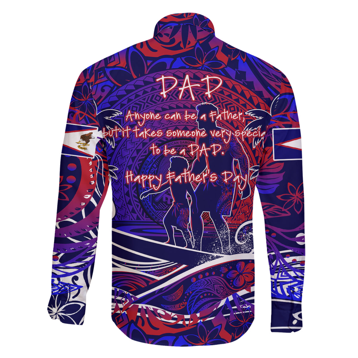 Father's Day American Samoa Family Matching Off Shoulder Short Dress and Hawaiian Shirt Special Dad Polynesia Paradise