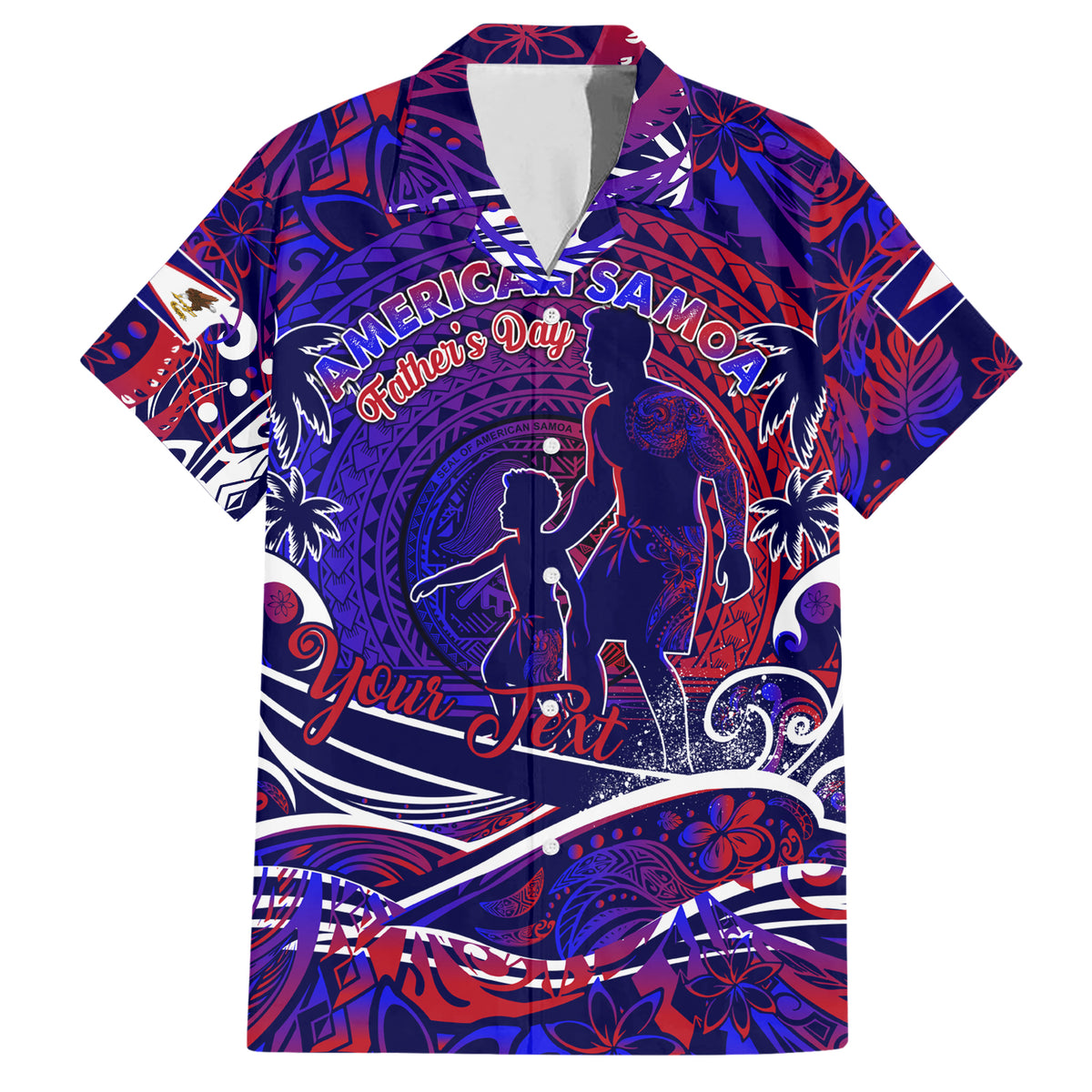 Father's Day American Samoa Family Matching Short Sleeve Bodycon Dress and Hawaiian Shirt Special Dad Polynesia Paradise