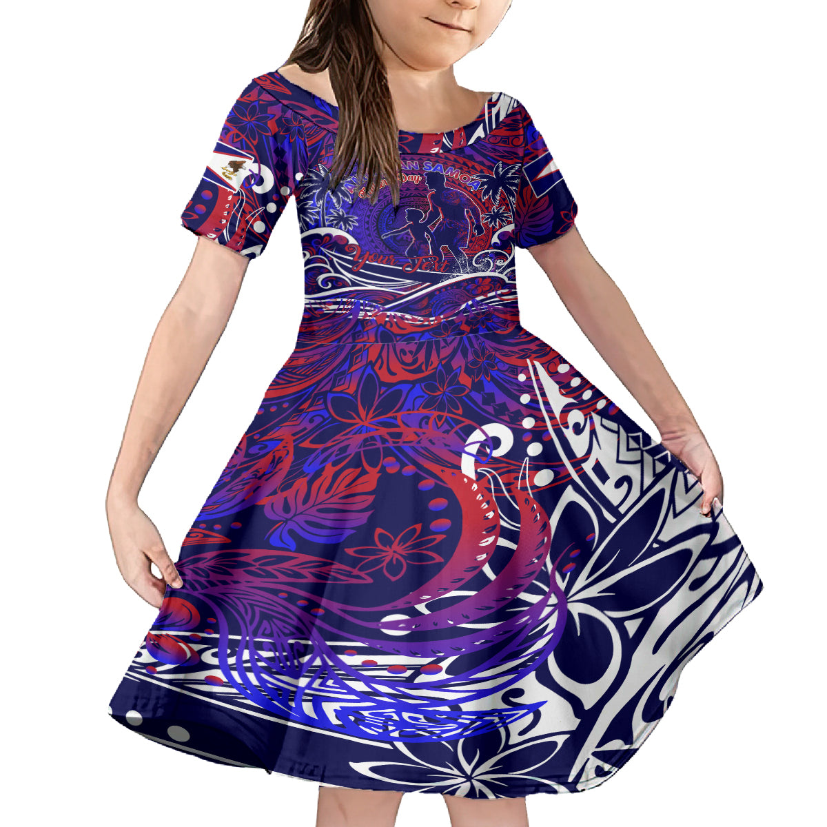Father's Day American Samoa Kid Short Sleeve Dress Special Dad Polynesia Paradise DT02 KID Blue - Polynesian Pride