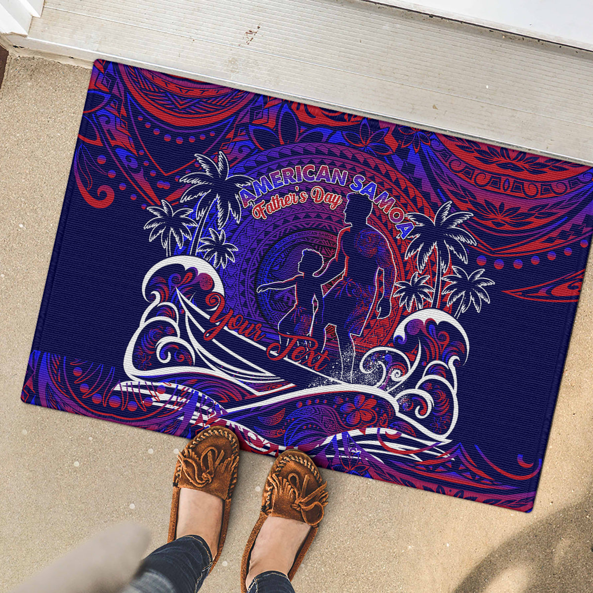Father's Day American Samoa Rubber Doormat Special Dad Polynesia Paradise