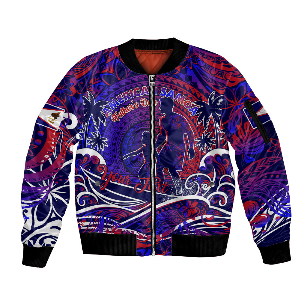 Father's Day American Samoa Sleeve Zip Bomber Jacket Special Dad Polynesia Paradise