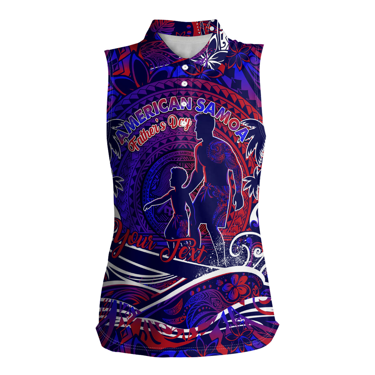 Father's Day American Samoa Women Sleeveless Polo Shirt Special Dad Polynesia Paradise DT02 Female Blue - Polynesian Pride