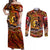 Father's Day Tonga Couples Matching Off Shoulder Maxi Dress and Long Sleeve Button Shirt Special Dad Polynesia Paradise