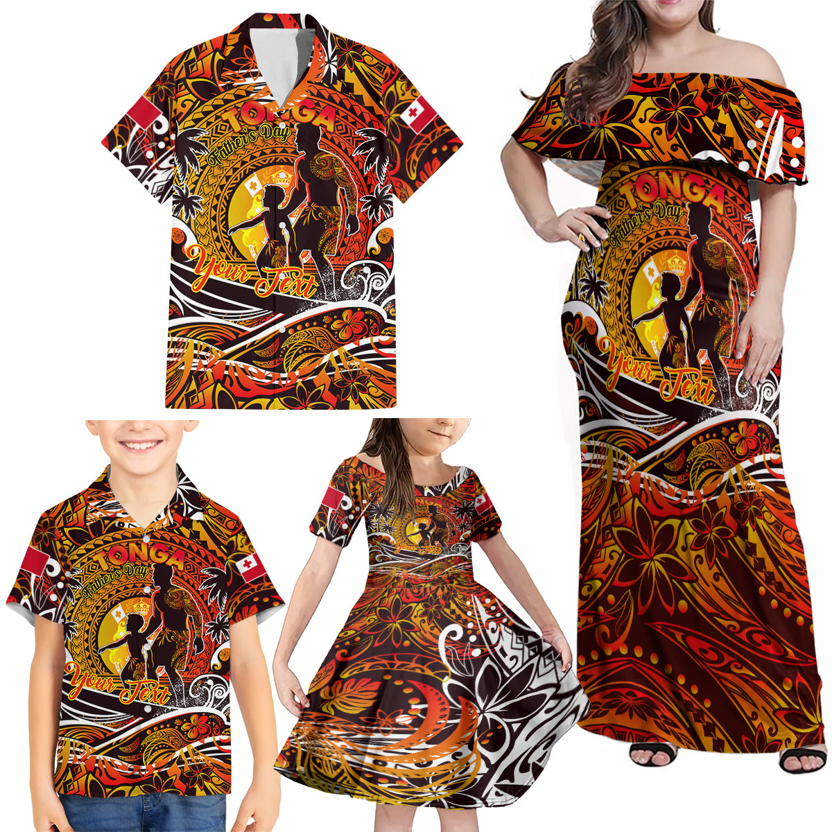 Father's Day Tonga Family Matching Off Shoulder Maxi Dress and Hawaiian Shirt Special Dad Polynesia Paradise