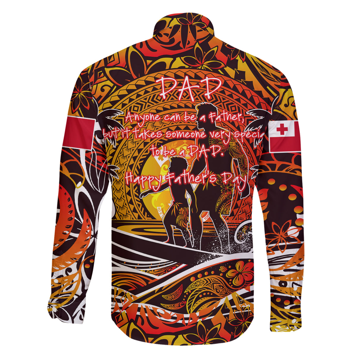 Father's Day Tonga Family Matching Off Shoulder Short Dress and Hawaiian Shirt Special Dad Polynesia Paradise