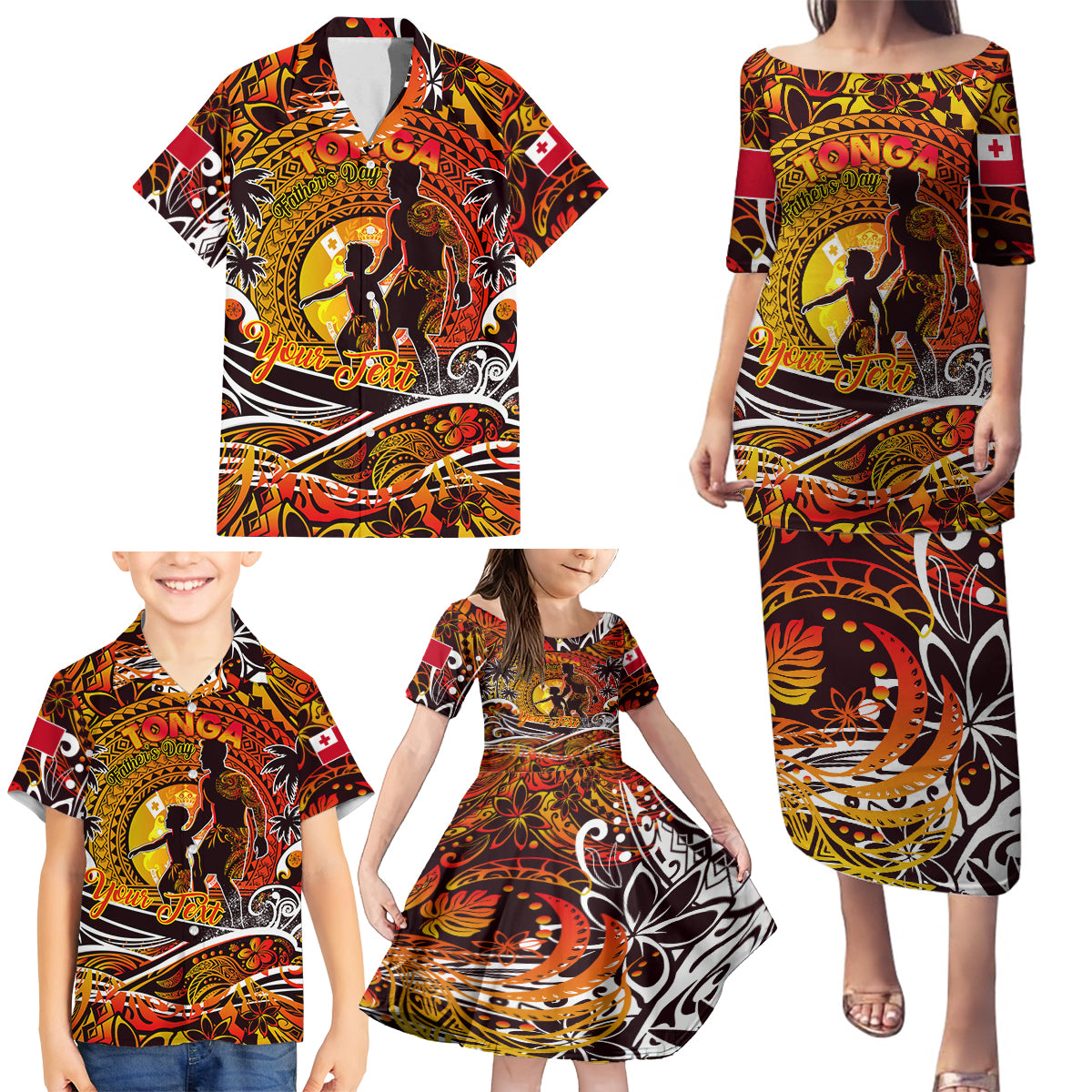 Father's Day Tonga Family Matching Puletasi and Hawaiian Shirt Special Dad Polynesia Paradise