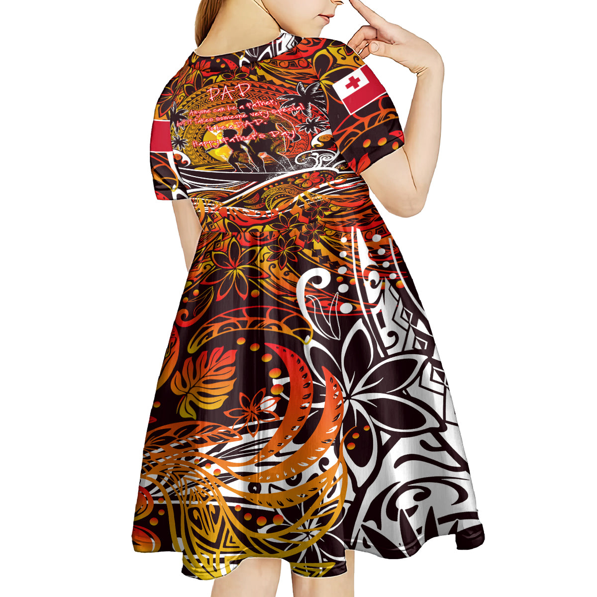 Father's Day Tonga Kid Short Sleeve Dress Special Dad Polynesia Paradise